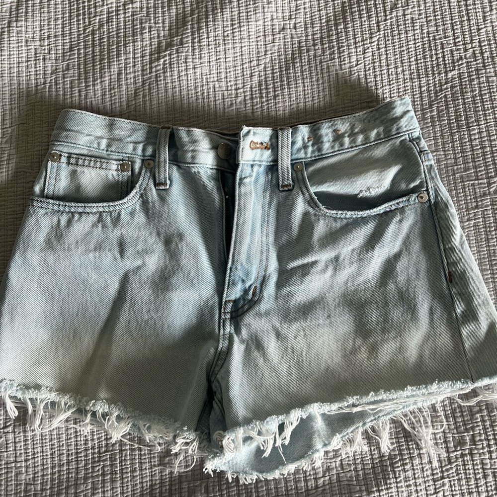Madewell Blue Jean Shorts Distressed Frayed Hem